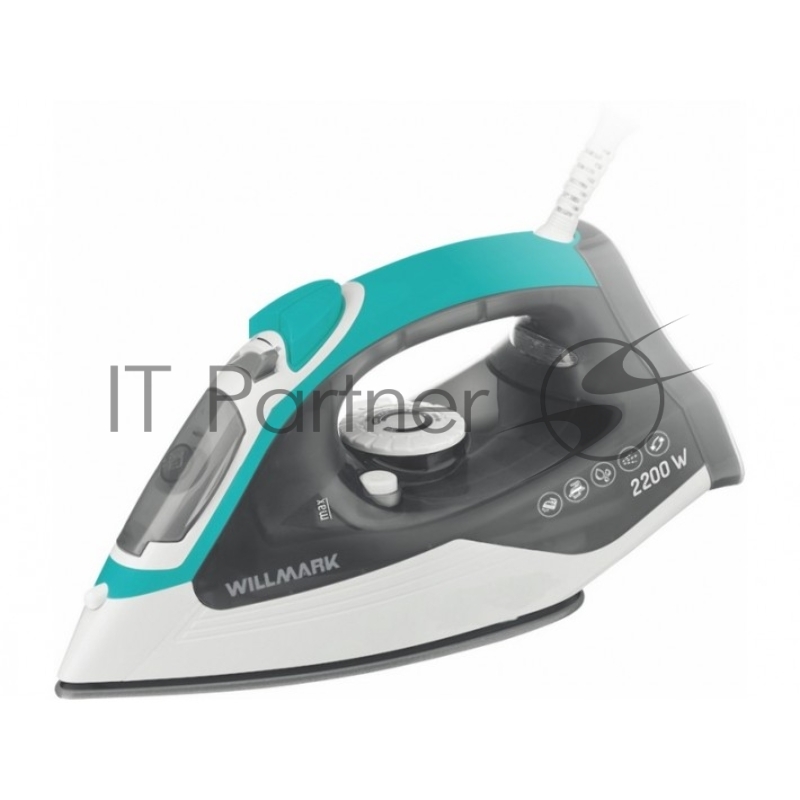 Утюг WILLMARK SI-2280CS (2200Вт, керам. подошва, 250мл., анти-накипь, шнур 1,9 м, серый)