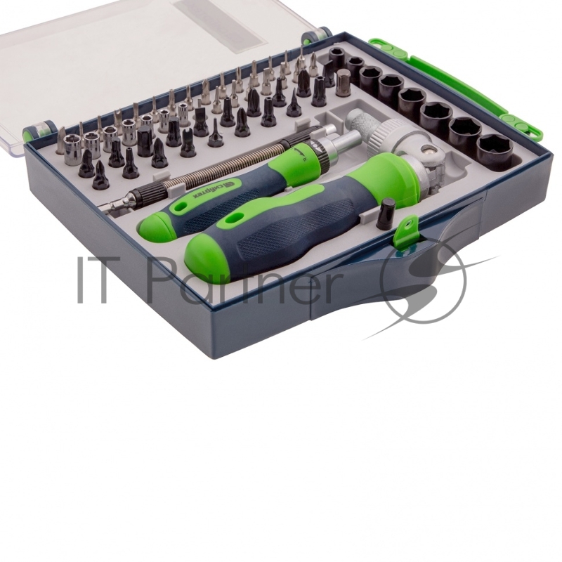 Набор отверток СИБРТЕХ 13363 отвертки реверсиные с набором бит торцевых головок 61 предм. crv