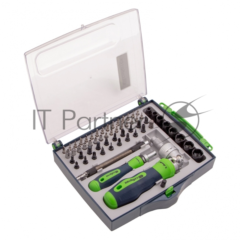 Набор отверток СИБРТЕХ 13363 отвертки реверсиные с набором бит торцевых головок 61 предм. crv