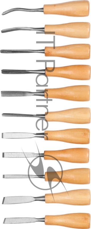 Набор DEXX 1834-H11_z01 Стамески фигурные МИНИ с деревянной ручкой, 11шт