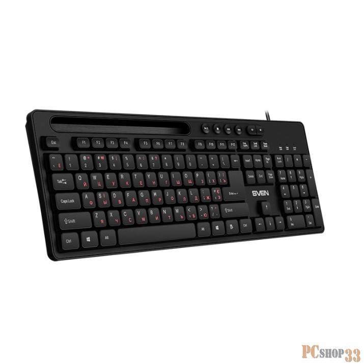 Клавиатура SVEN KB-S302 чёрная (110кл., трей для телефона)