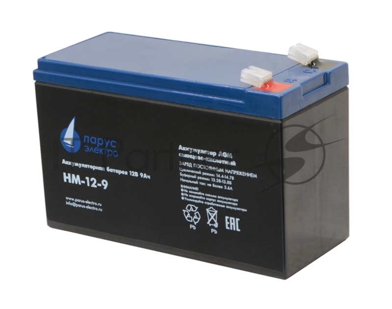 Аккумуляторная батарея для ИБП Парус-электро HM-12-9 (AGM/12В/9,0Ач/клемма F2)