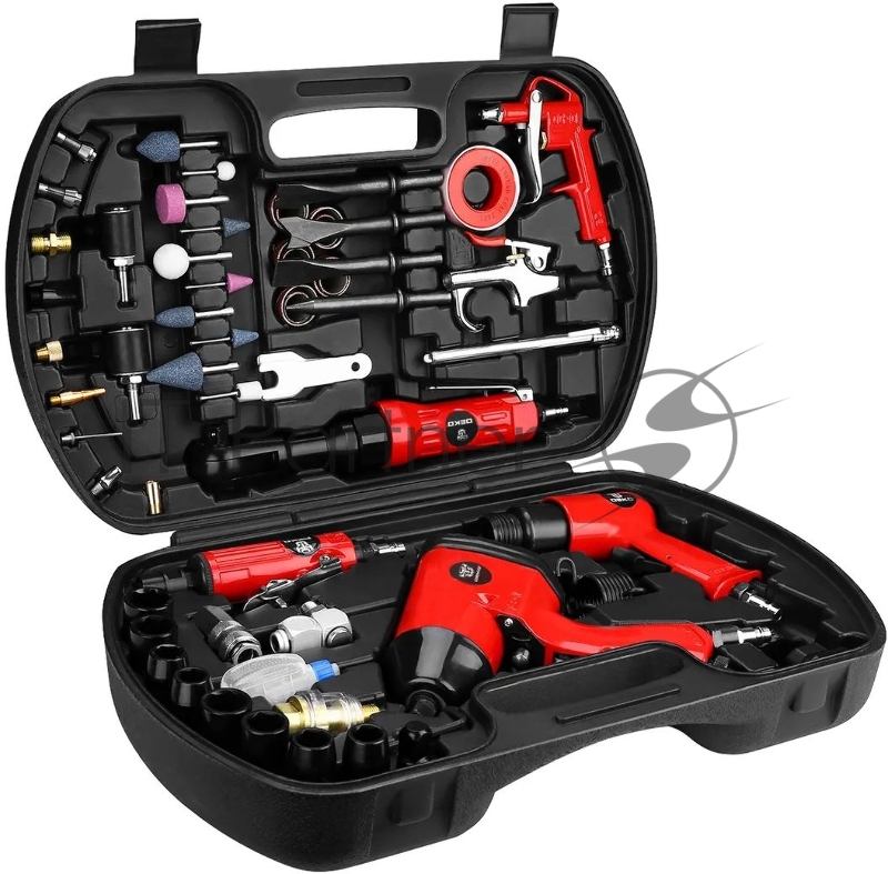 Набор пневмоинструмента и аксессуаров DEKO DKPT61 Premium 61 предмет в чемодане (018-1105)