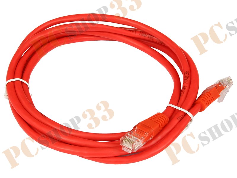 Патч-корд UTP 5e кат. с разъемами RJ-45, 26AWG/0.40мм, CCAW (2.0м), красный