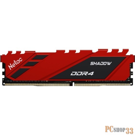 Модуль памяти DDR 4 DIMM 16Gb PC21300, 2666Mhz, Netac Shadow NTSDD4P26SP-16R C19 Red, с радиатором
