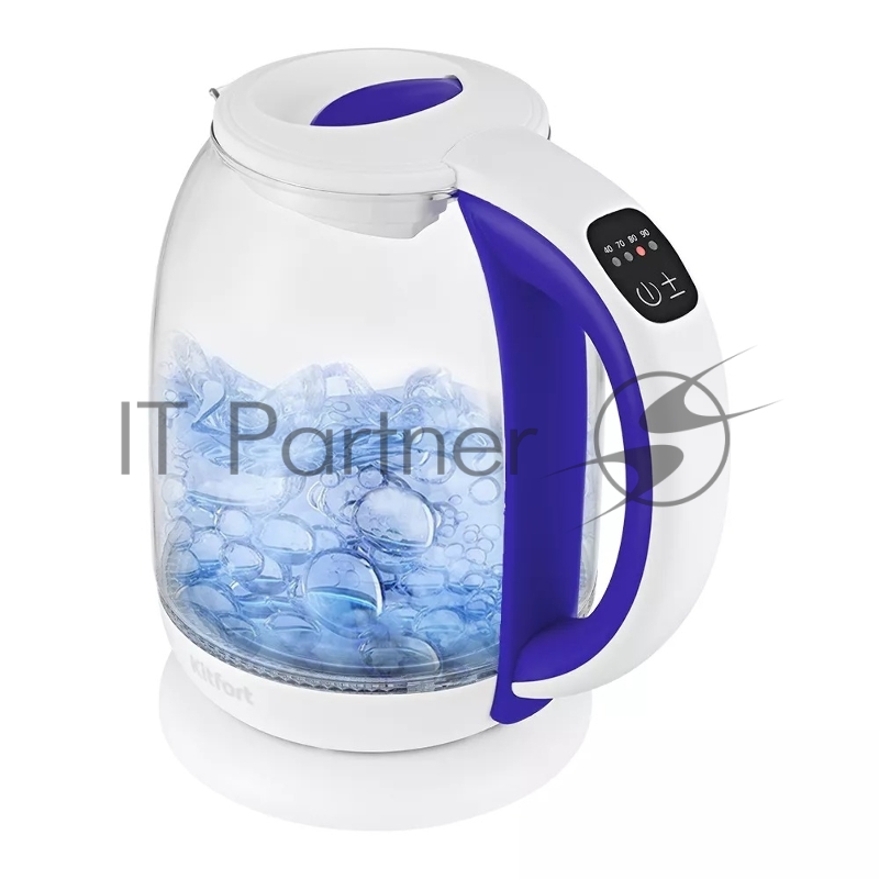 Чайник электрический Kitfort КТ-6140-1 1.7л. 2200Вт белый/фиолетовый
