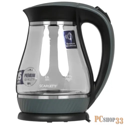 Чайник Scarlett SC-EK27G82 черный, 2200Вт, 1.7л