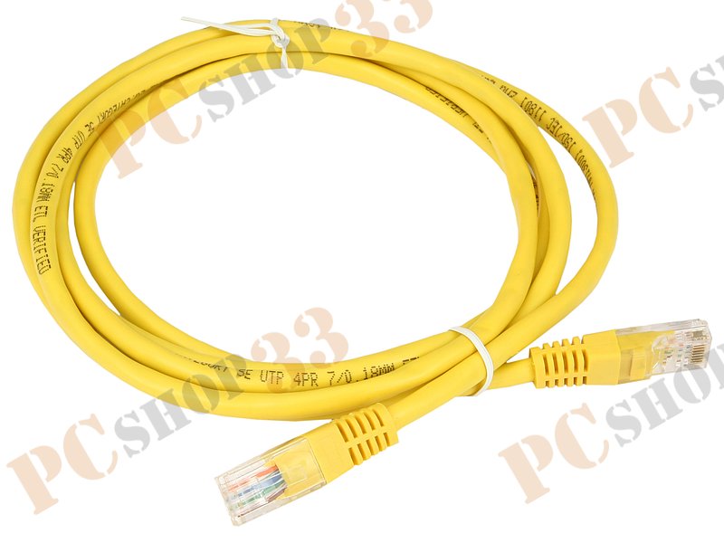Патч-корд UTP 5e кат. с разъемами RJ-45, 26AWG/0.40мм, CCAW (2.0м), желтый