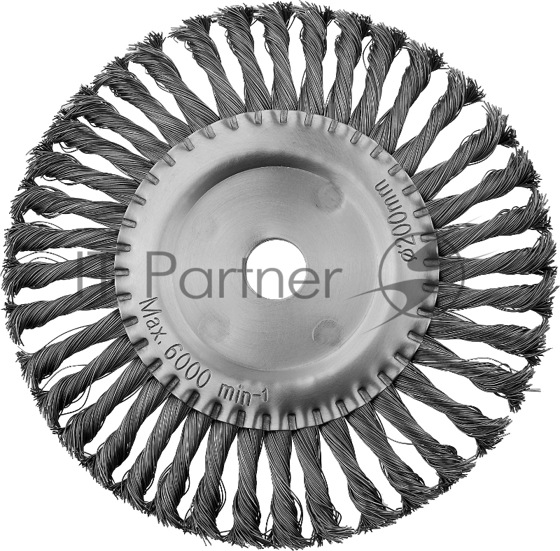 Щетка дис MIRAX для УШМ жгутированная стальная проволока 0 5 мм d=200 мм 35140-200 35140-200