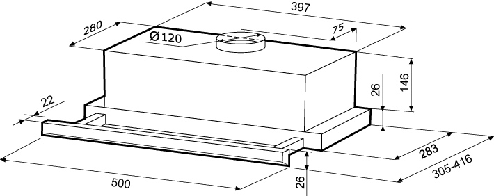 Вытяжка KRONA Kamilla 500 slim белый, управление: кнопочное (1 мотор)