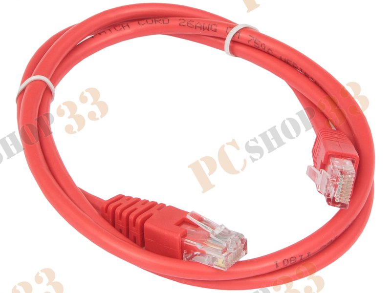 Патч-корд UTP 5e кат. с разъемами RJ-45, 26AWG/0.40мм, CCAW (1.0м), красный