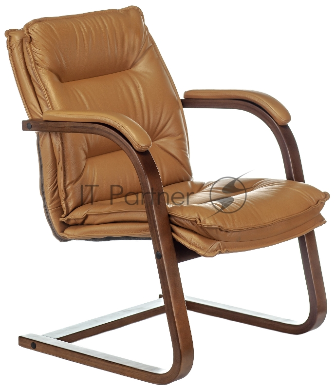 Кресло Бюрократ T-9927WALNUT-AV горчичный кожа полозья дерево