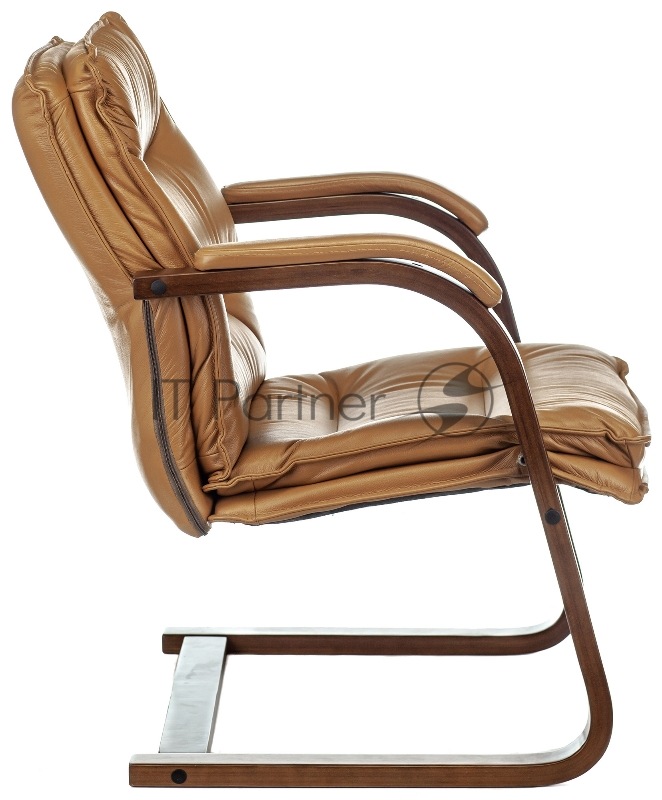 Кресло Бюрократ T-9927WALNUT-AV горчичный кожа полозья дерево