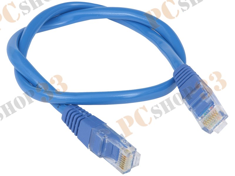 Патч-корд UTP 5e кат. с разъемами RJ-45, 26AWG/0.40мм, CCAW (0.5м), синий
