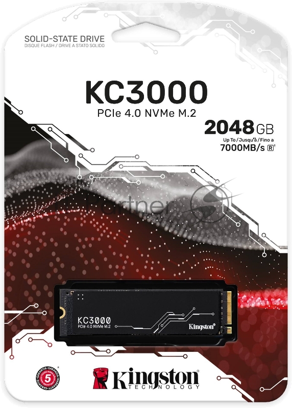 Накопитель SSD M.2 Kingston 2.0Tb KC3000 Series <SKC3000D/2048G> (PCI-E 4.0 x4, up to 7000/7000Mbs, 1000000 IOPS, 3D TLC, NVMe, 1600TBW, Phison E18, 22х80mm, LP graphen heatsink)