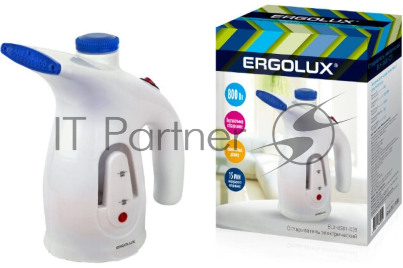 Отпариватель компактный ELX-GS01-С35 800Вт электр. 800Вт 200мл 220-240В бел./син. Ergolux 13973