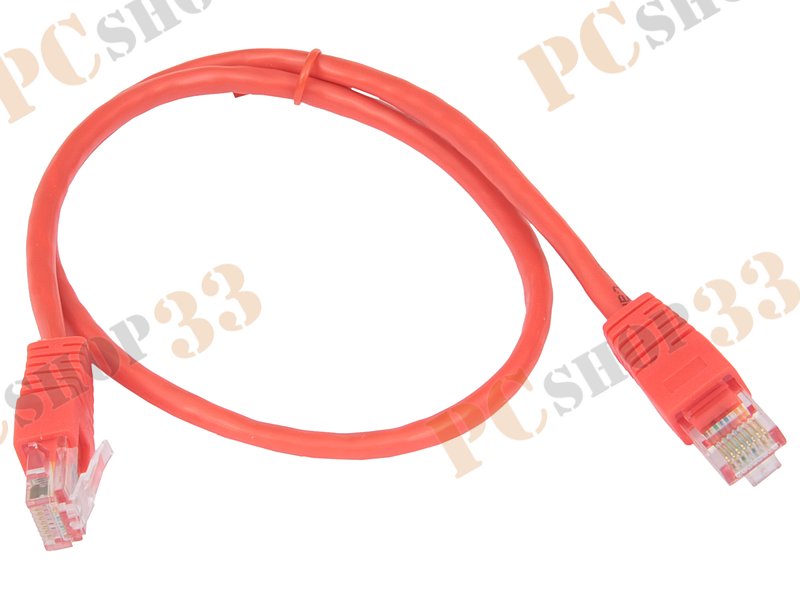 Патч-корд UTP 5e кат. с разъемами RJ-45, 26AWG/0.40мм, CCAW (0.5м), красный