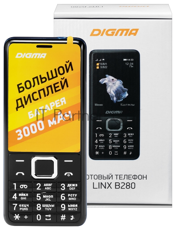 Мобильный телефон Digma LINX B280 32Mb черный моноблок 2.8 240x320 0.08Mpix GSM900/1800