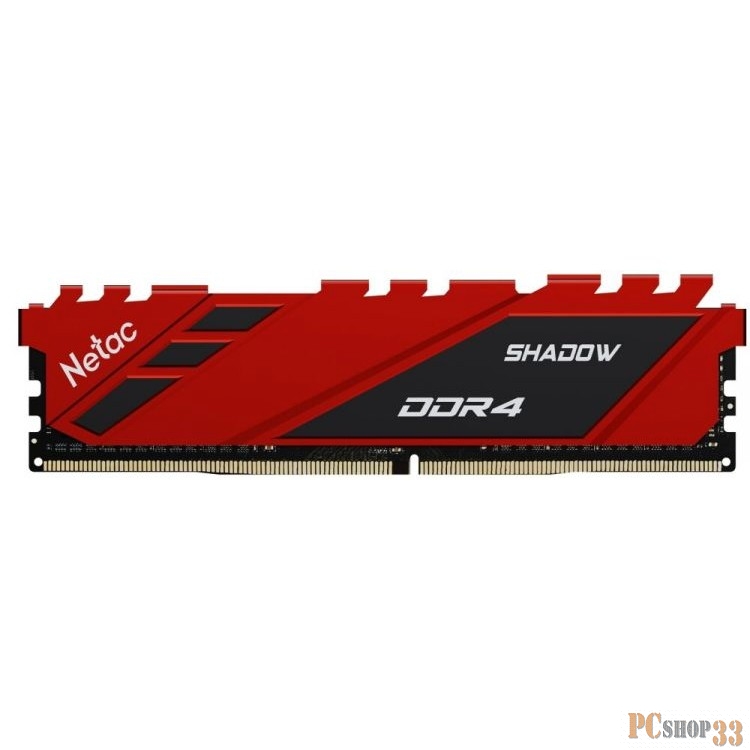 Модуль памяти DDR4 Netac Shadow 8GB 3200MHz CL16 1.35V / NTSDD4P32SP-08R / Red / with radiator