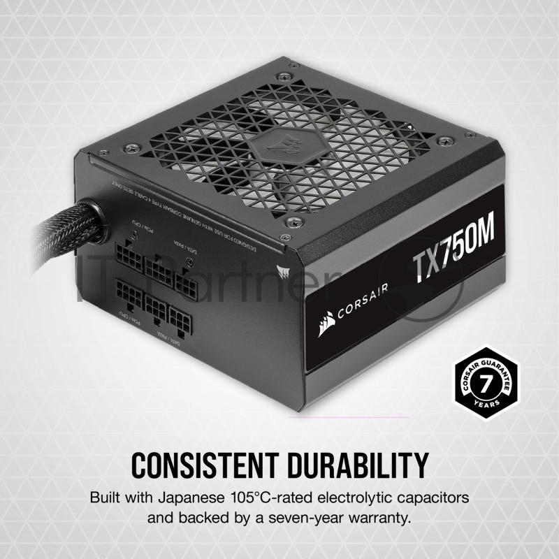 Блок питания Corsair ATX 750W TX750M 80+ gold (24+4+4pin) APFC 120mm fan 8xSATA Cab Manag RTL
