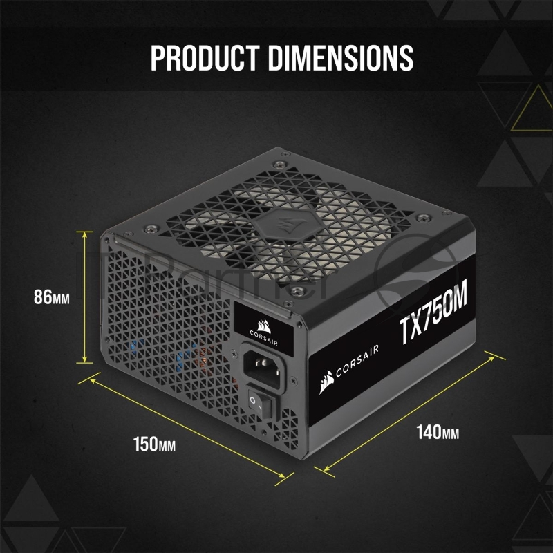Блок питания Corsair ATX 750W TX750M 80+ gold (24+4+4pin) APFC 120mm fan 8xSATA Cab Manag RTL
