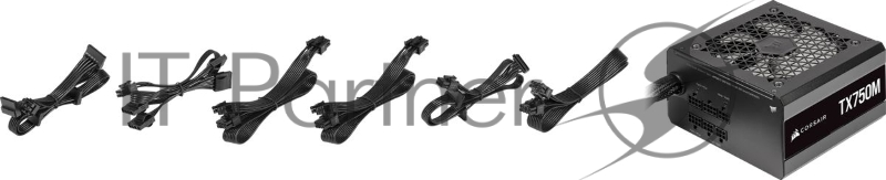 Блок питания Corsair ATX 750W TX750M 80+ gold (24+4+4pin) APFC 120mm fan 8xSATA Cab Manag RTL