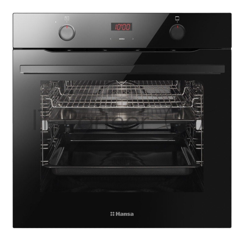 Встраиваемая электрическая духовка HANSA BOES684097, Дизайн X-Type. 9 режимов нагрева, программатор Easy Control, утапливаемые переключатели с подсветкой, телескопические направляющие, плавное закрытие дверцы Soft close, тройное остекление дверцы,сис