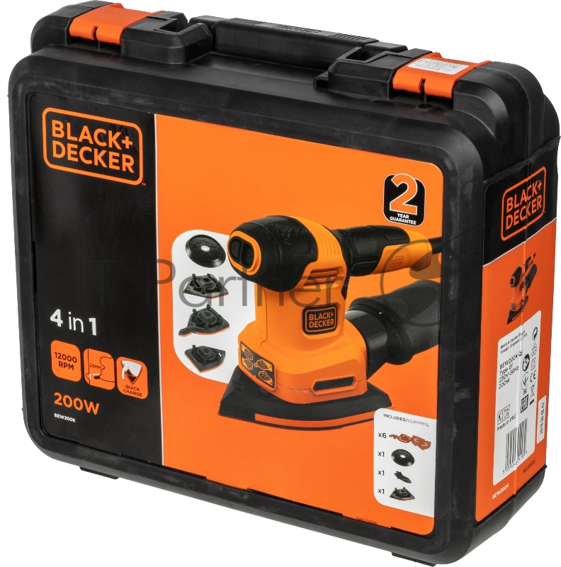 Плоскошлифовальная машина Black+Decker BEW200K-QS 200Вт