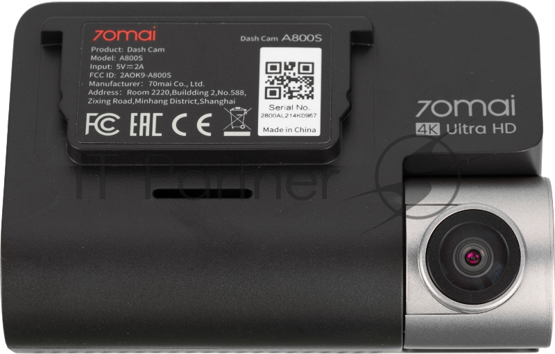 Видеорегистратор 70Mai Dash Cam A800S черный 8Mpix 2160x3840 2160p 140гр. GPS Hisilicon Hi3559V200