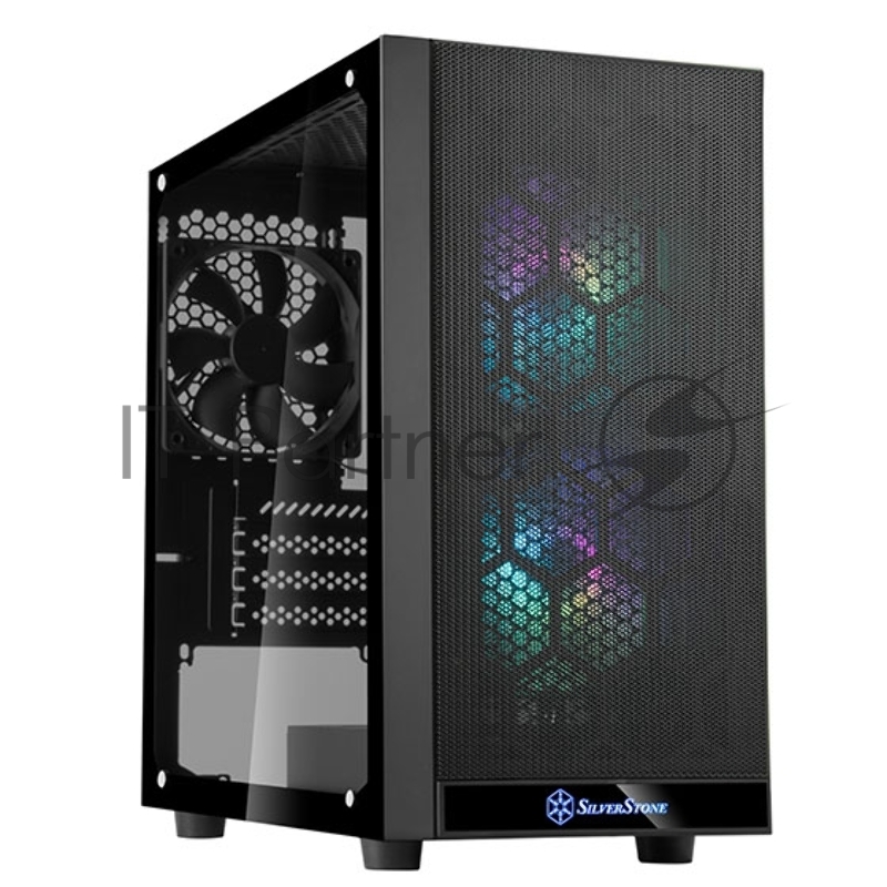 Корпус Silverstone SST-PS15B-PRO Precision Mini Tower Micro ATX Computer Case, tempered glass, 2x 120mm ARGB, 1x ARGB Controller, black