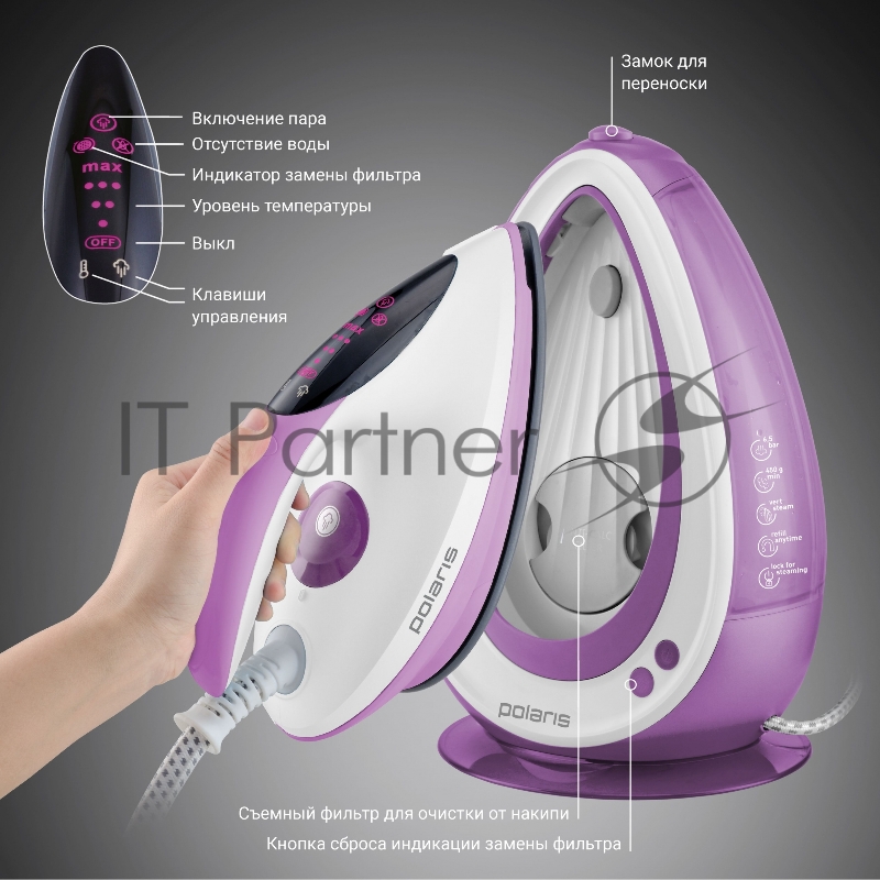 Парогенератор Polaris PSS 6540K 2400Вт белый/лиловый
