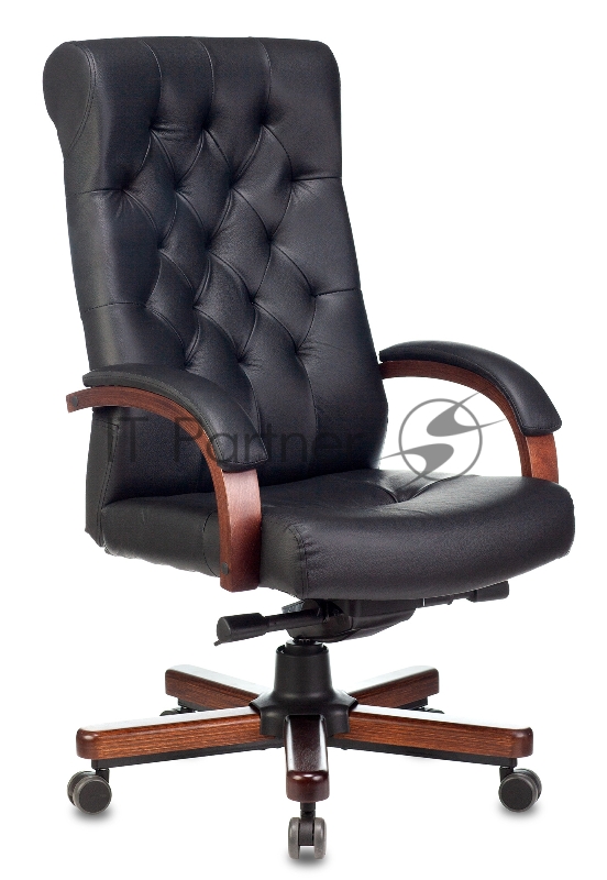 Кресло руководителя Бюрократ T-9928WALNUT черный кожа крестовина металл/дерево