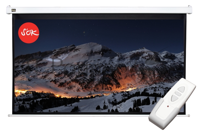 Экран Cinema SOK SCPSM-370x208FG-ED90 16:9 167 Pro настенно-потолочный, моторизованный, 370x208см, фибергласс, белый корпус, экстрадроп 90см