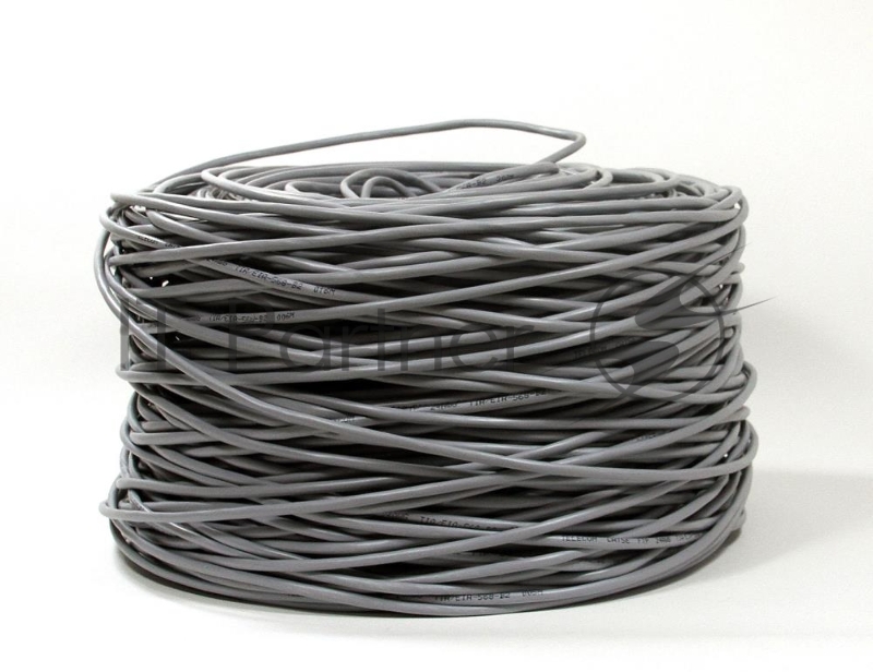 Кабель UTP 5e кат. Telecom UTP4-TC1000C5EM-CU-IS, 4 пары, однож., 24AWG/0.51мм, медь (305м), серый