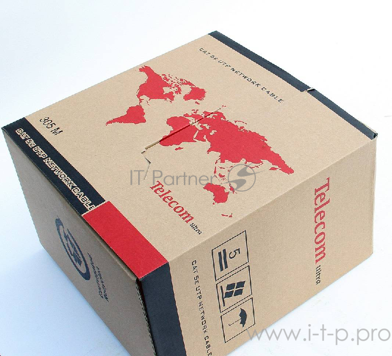 Кабель UTP 5e кат. Telecom TUS44040E, 4 пары, однож., 0.4мм, CCAW (305м)