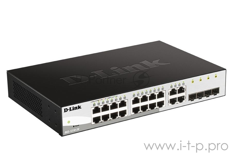 Коммутатор 1U 19 RM D-Link DGS-1210-20/F1A 16 портов 1Гбит/сек. + 4 порта SFP, управляемый