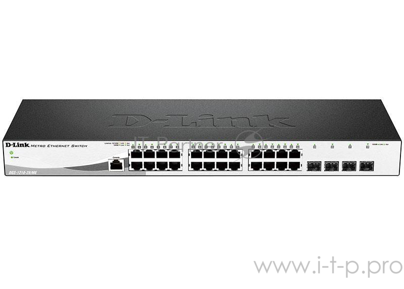 Коммутатор 1U 19 RM D-Link DGS-1210-28/ME/A2A 24 порта 1Гбит/сек. + 4 порта SFP, управляемый