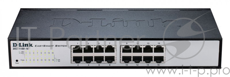 Коммутатор 1U 19 RM D-Link DES-1100-16/A2A 16 портов 100Мбит/сек., управляемый