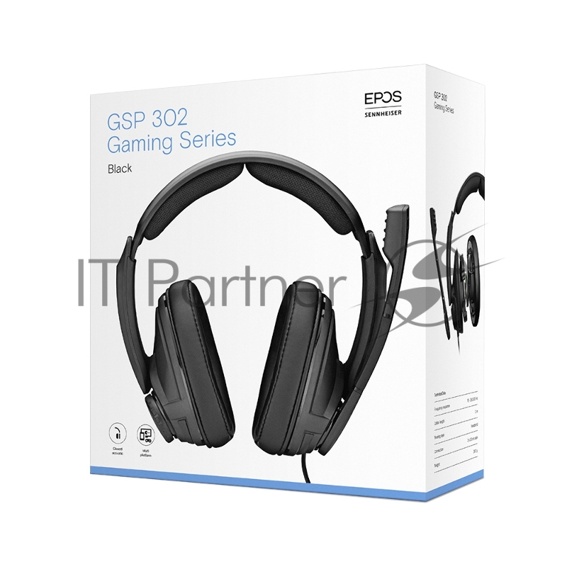 EPOS GSP 302 чёрная Игровая гарнитура (Sennheiser, mini jack 3.5 мм, PC / Soft phone, PS4, Xbox One, Nintendo Switch, Mac OSX, PS5, Xbox Series X)