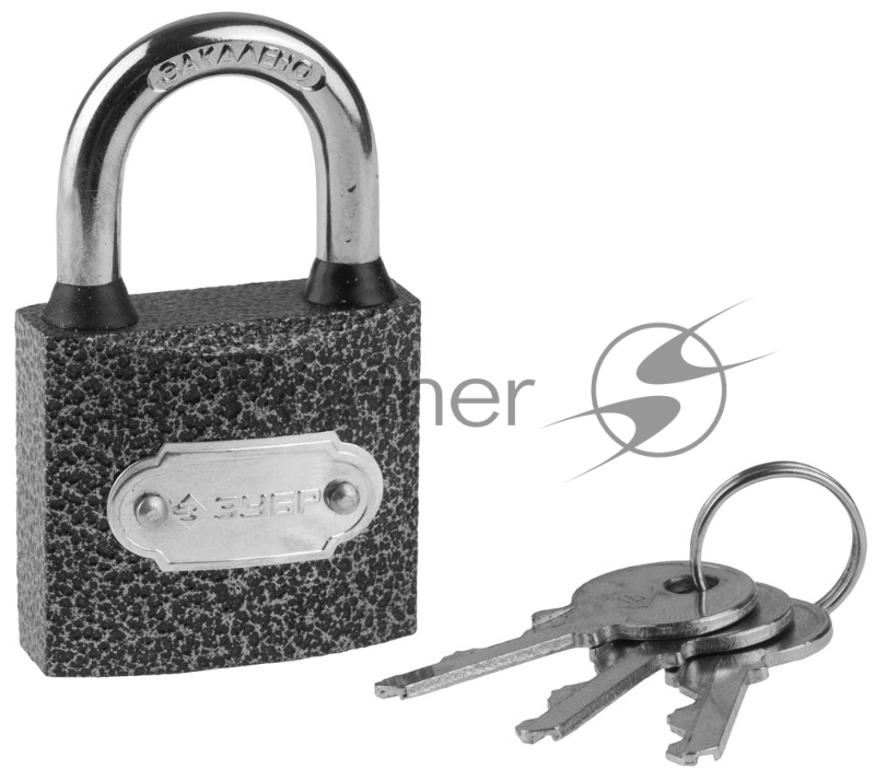 Замок МАСТЕР Зубр навесной, металлический корпус, закаленная дужка, 38мм 3712-38