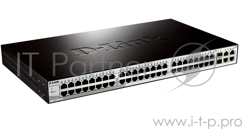 Коммутатор 1U 19 RM D-Link DES-1210-52/C1A 48 портов 100Мбит/сек. + 2 порта 1Гбит/сек. + 2 порта 1Гбит/сек./SFP, управляемый