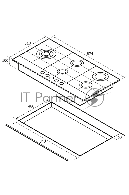 Газовая варочная поверхность HIBERG VM 9055 RY