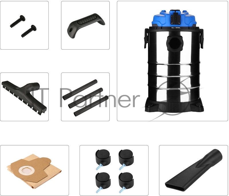 Строительный пылесос Deko DKVC-1200-30S 1200Вт (уборка: сухая) серебристый