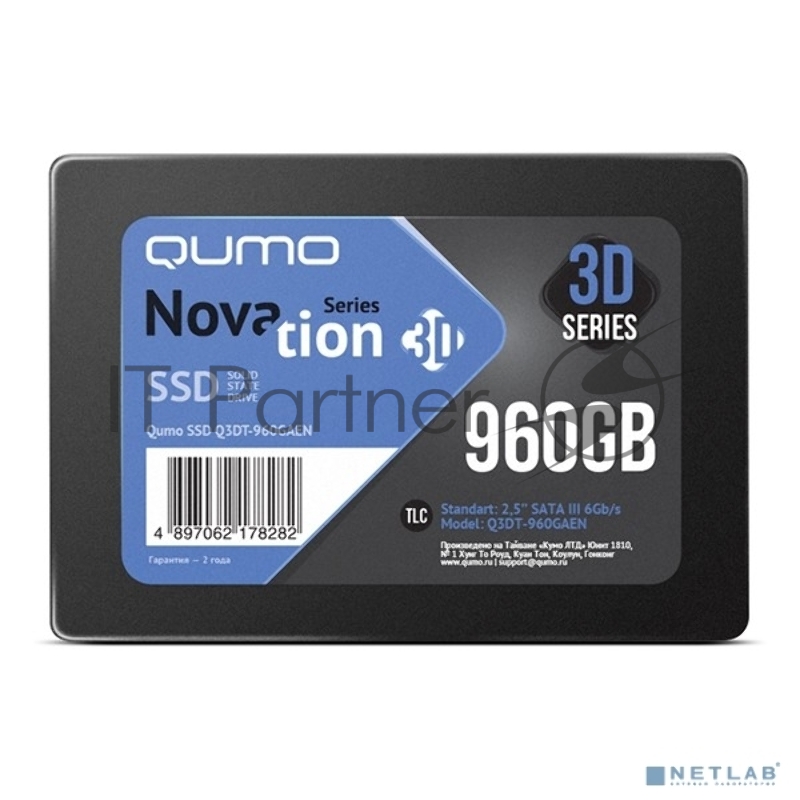 Накопитель SSD 960GB QUMO Novation TLC 3D 2.5 (Q3DT-960GSCY) 550/500 MB/s, SM2258XT Micron TLC 3D