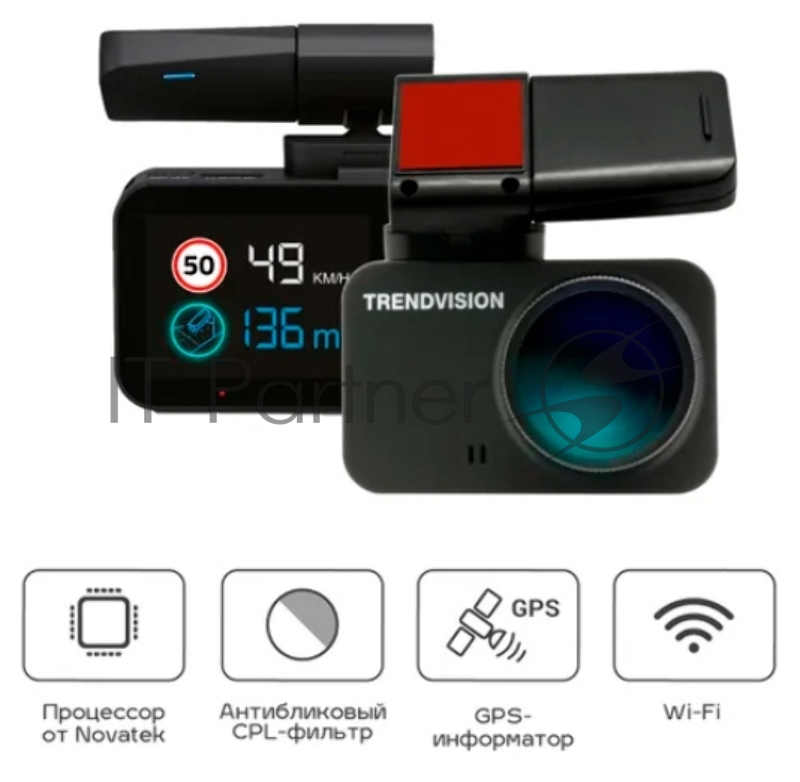 Видеорегистратор TrendVision X3 CPL черный 1080x1920 150гр. GPS NT96672
