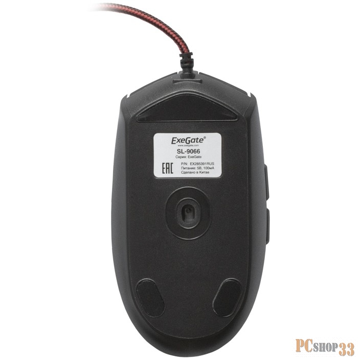 Мышь ExeGate EX285391RUS Professional Standard Laser SL-9066 (USB, лазерная, 2400dpi, 6 кнопок и колесо прокрутки, длина кабеля 1,5м, черная, Color box)