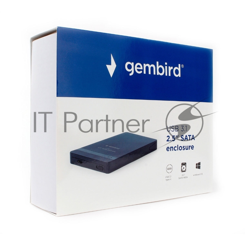 Внешний корпус 2.5 Gembird EE2-U31S-2, чёрный, USB Type-c, SATA, алюминий