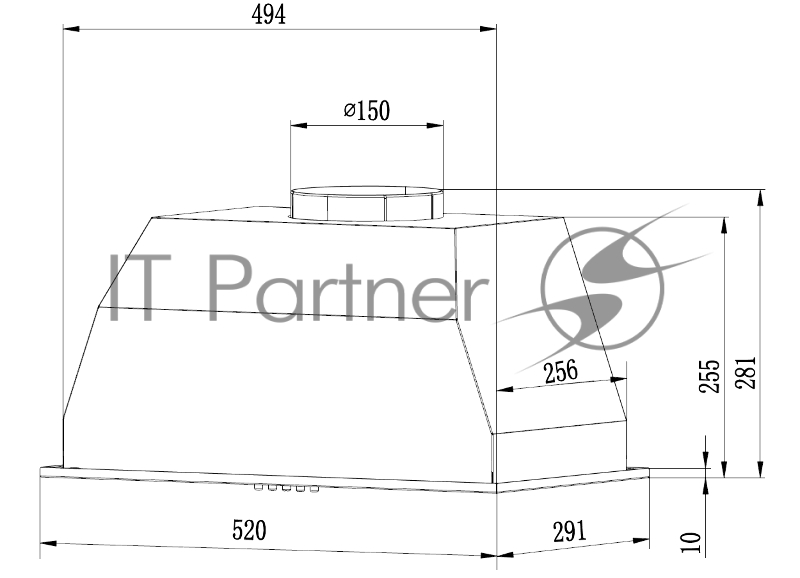 Вытяжка встраиваемая Weissgauff BOX 1200 BL черный управление: сенсорное (1 мотор)