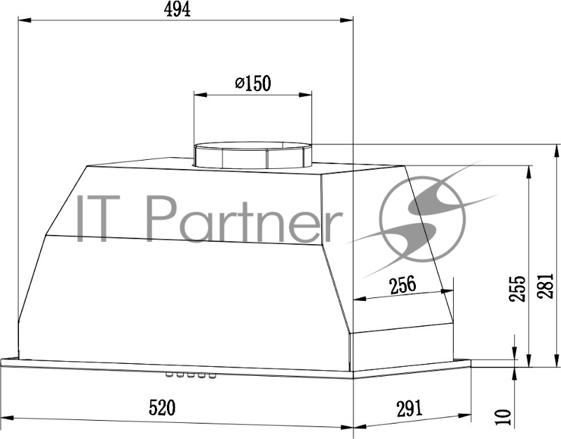 Вытяжка встраиваемая Weissgauff BOX 1200 IX нержавеющая сталь управление: сенсорное (1 мотор)