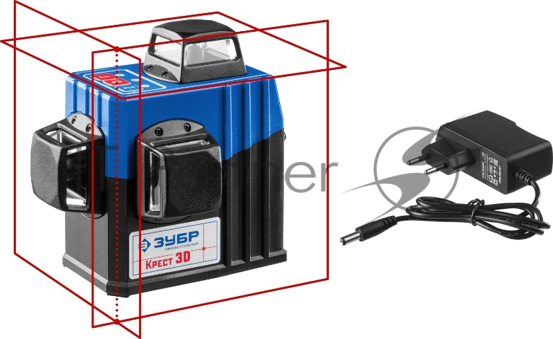 Уровни лазерные ЗУБР 34908 линейный крест-3d двухлучевой 20/50м с приемником